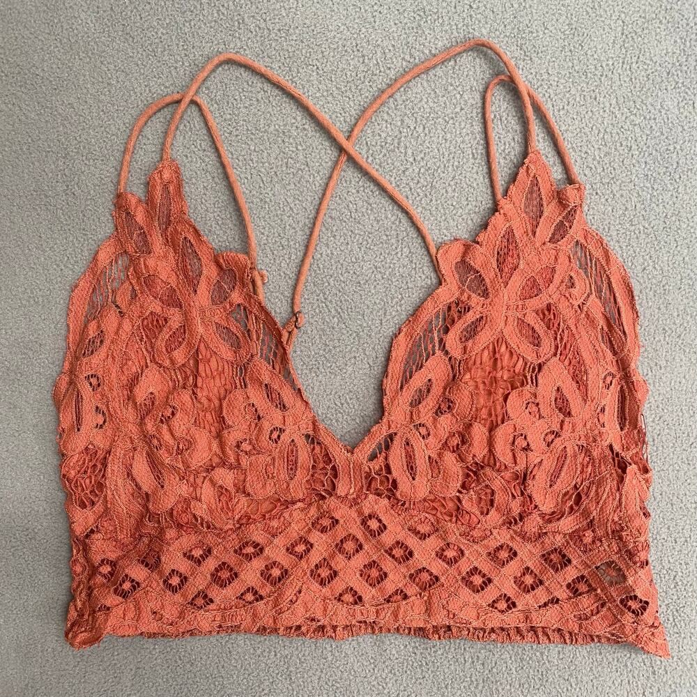 Free People Adella Lace Bralette Women Small? No Size Burnt Orange Rust Festival